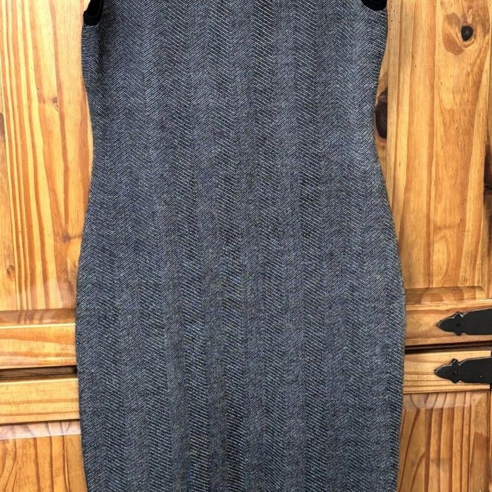 Express Women's Gray Black Herringbone Sleeveless Turtleneck Maxi Dress Size M